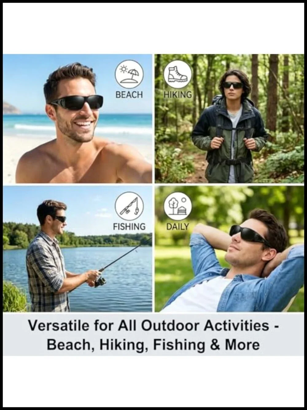 HD Polarized UV400 Protection Sunglasses Fit Over Glasses Wrap-Around
